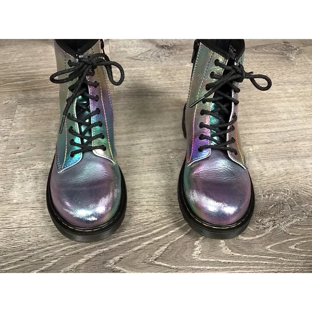Dr Martens Iridescent Boots 1460 J Juniors Youth Size 4 Ankle Boot Purple Green